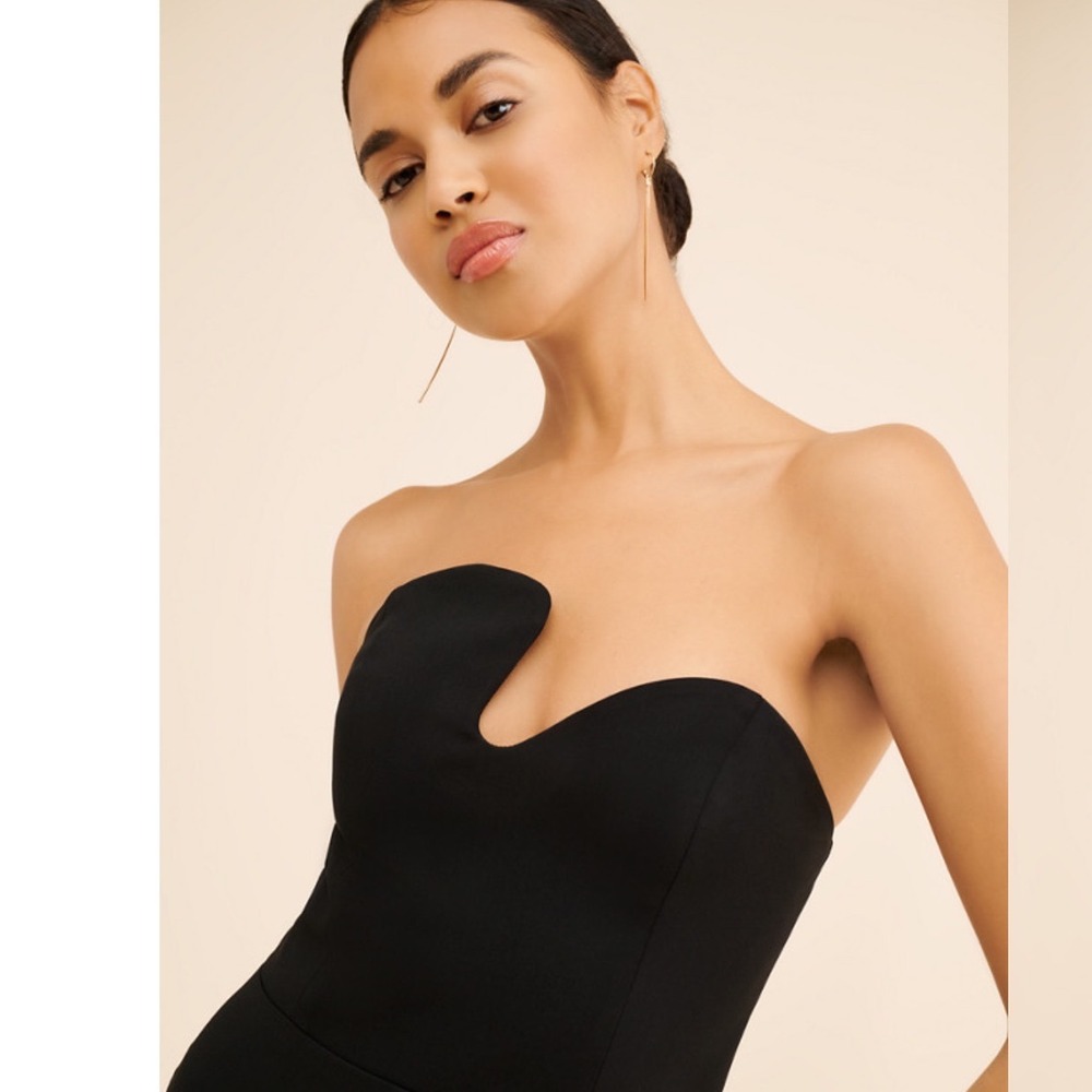 Amanda Uprichard strapless puzzle jumpsuit black elegant formal wide leg Large - Picture 3 of 14